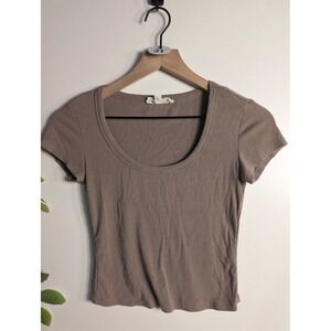 Gypsy & Jade Ribbed Taupe short sleeve Sz XS